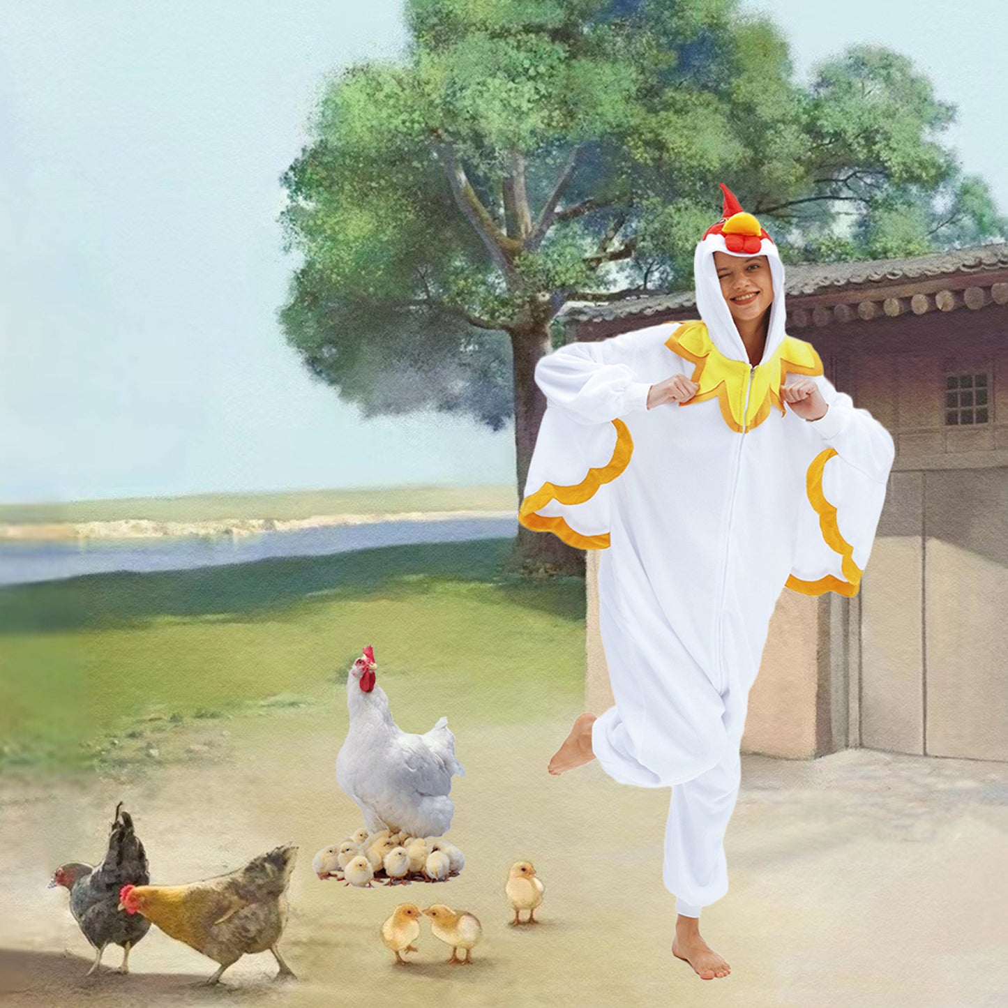 Adult White Chicken Costume