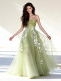 Green Tull Long Prom Dress,Formal Evening Dress