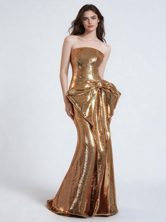 Gold Long Prom Dress,Formal Evening Dress