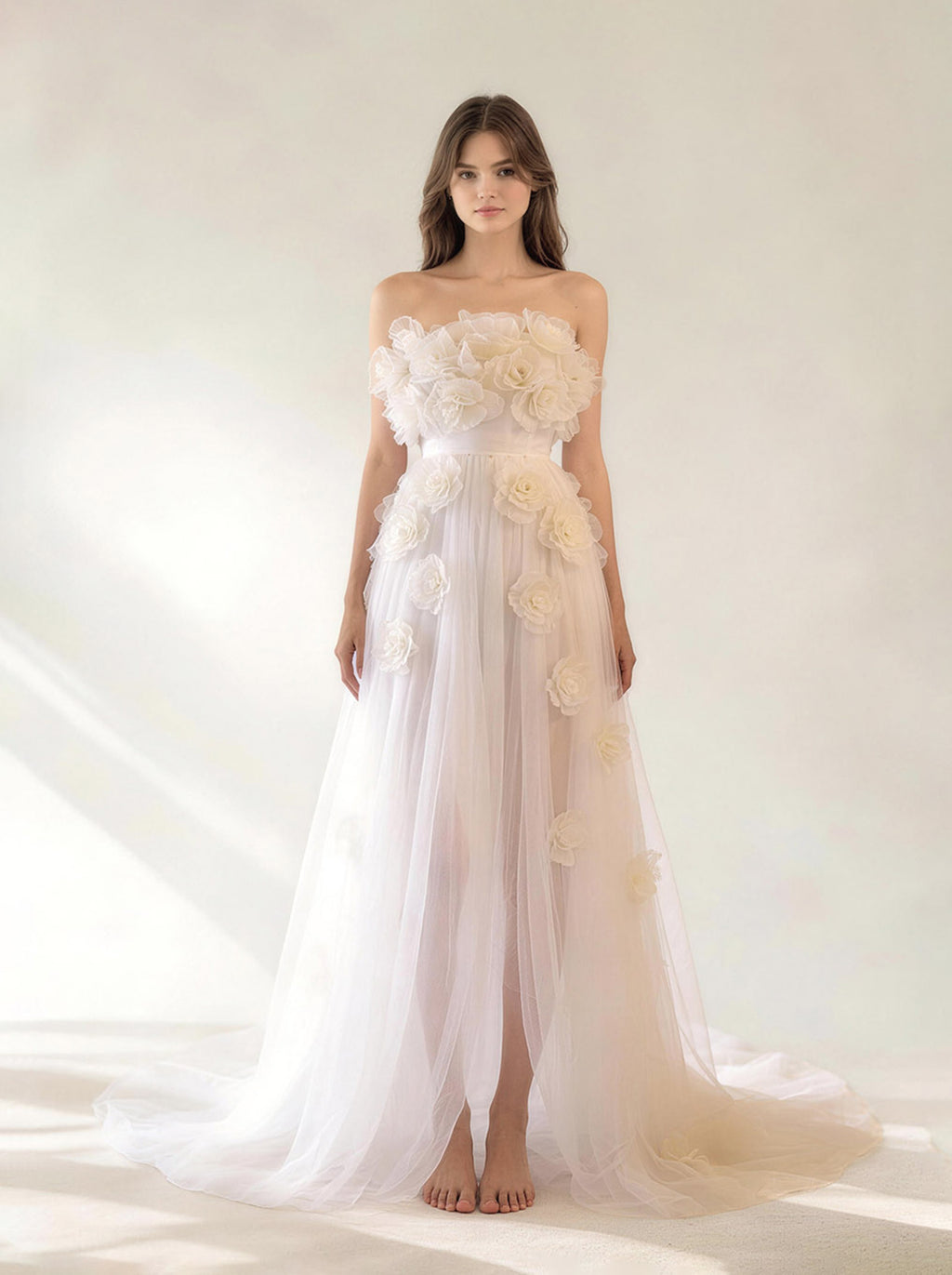 White Wedding Dress, Tull Formal Prom Dress