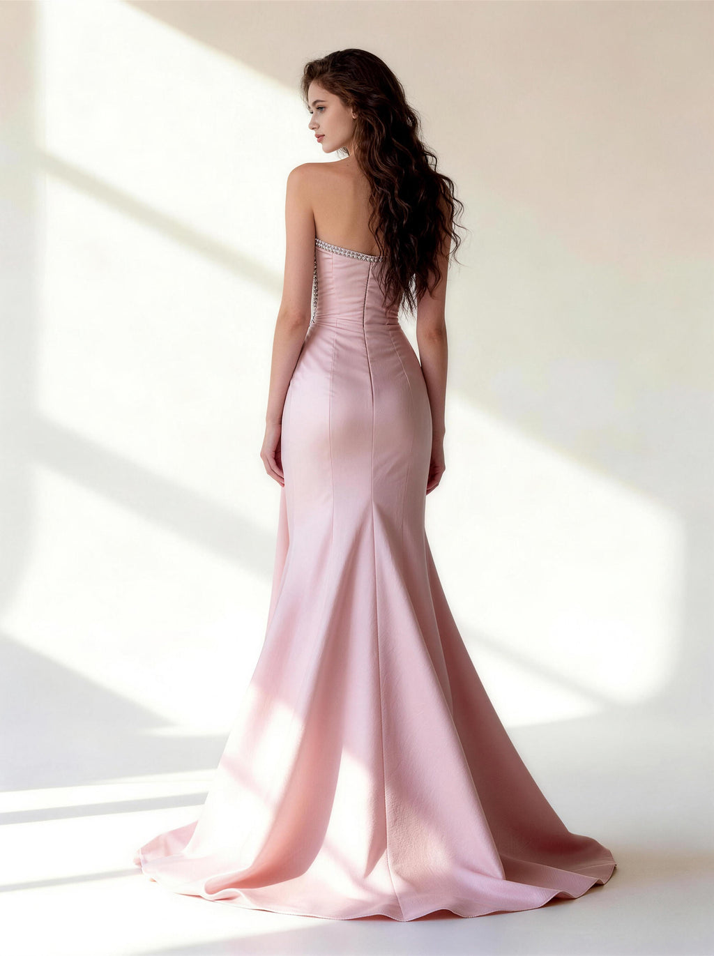 Pink Long Strapless Prom Dress,Formal Evening Dress