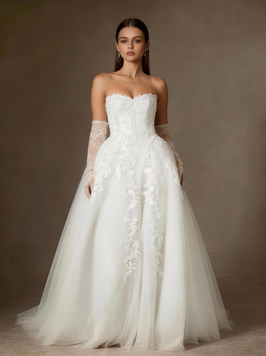 White Off The Shoulder Tull Wedding Dress,Long Sleeves Prom Dress