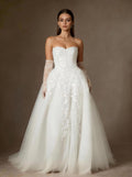 White Off The Shoulder Tull Wedding Dress,Long Sleeves Prom Dress