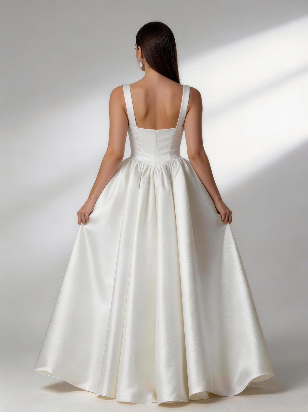 White Spaghetti Strap Wedding Dress,Sleeveless Prom Dress