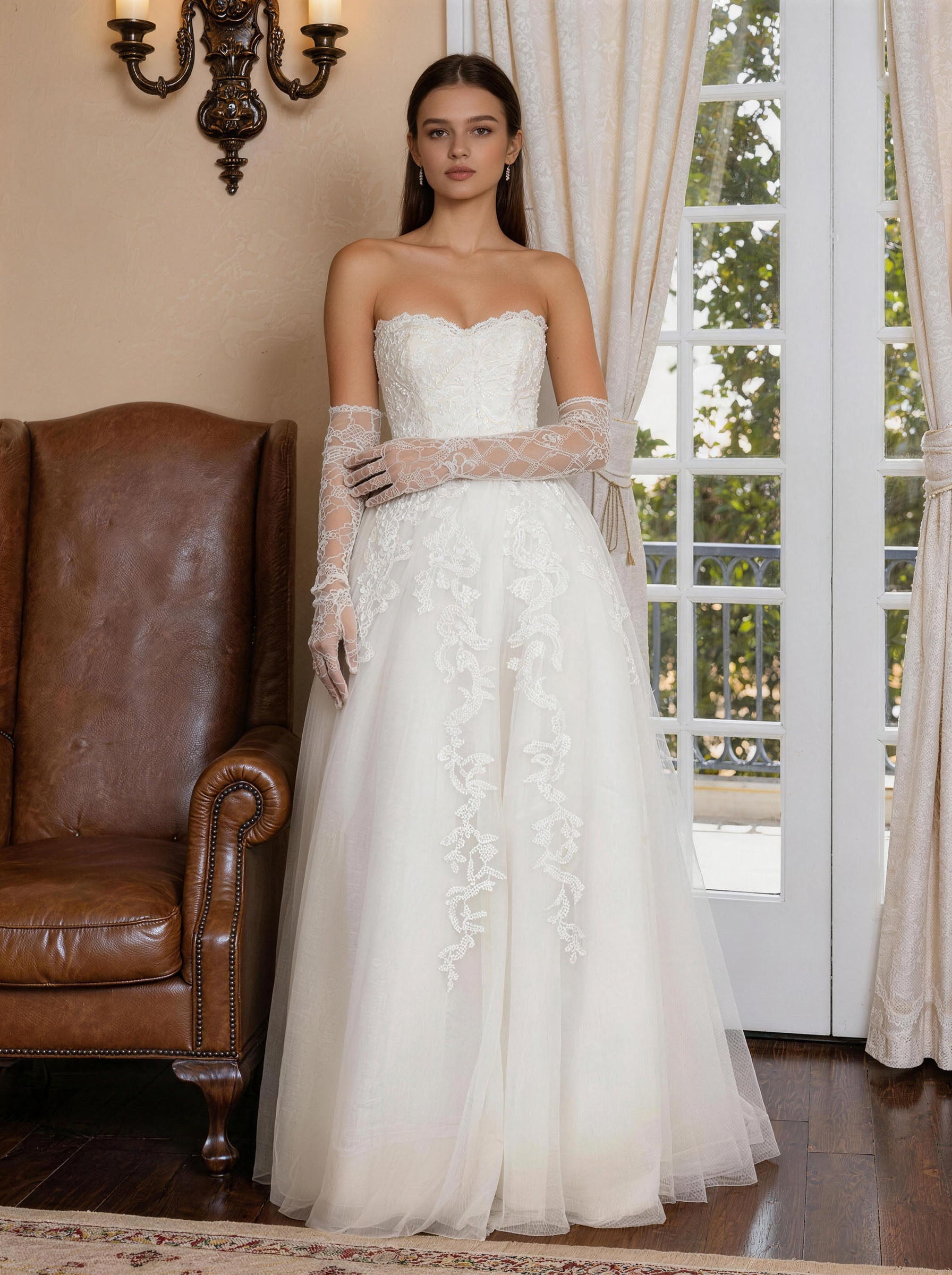 White Off The Shoulder Tull Wedding Dress,Long Sleeves Prom Dress