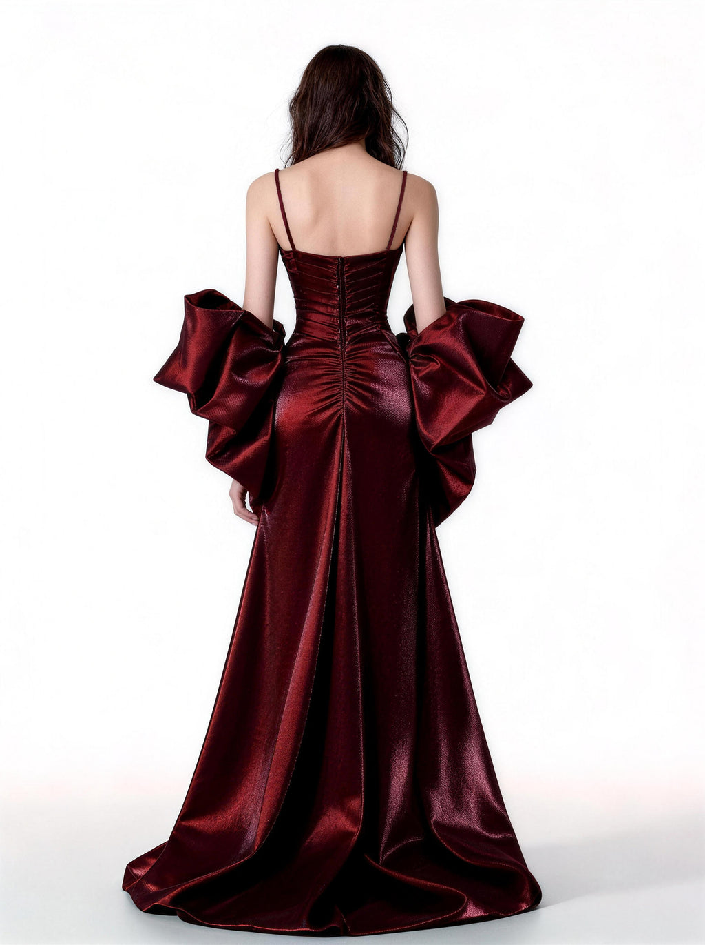 Burgundy Long V-neck Prom Dress,Formal Evening Dress