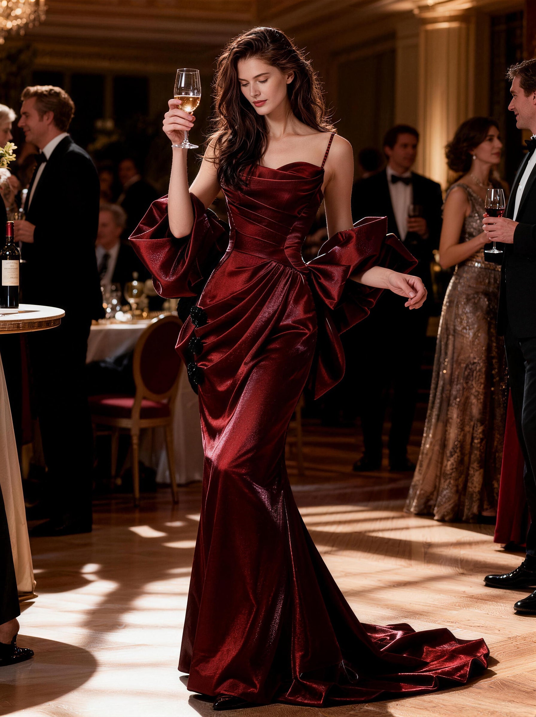 Burgundy Long V-neck Prom Dress,Formal Evening Dress