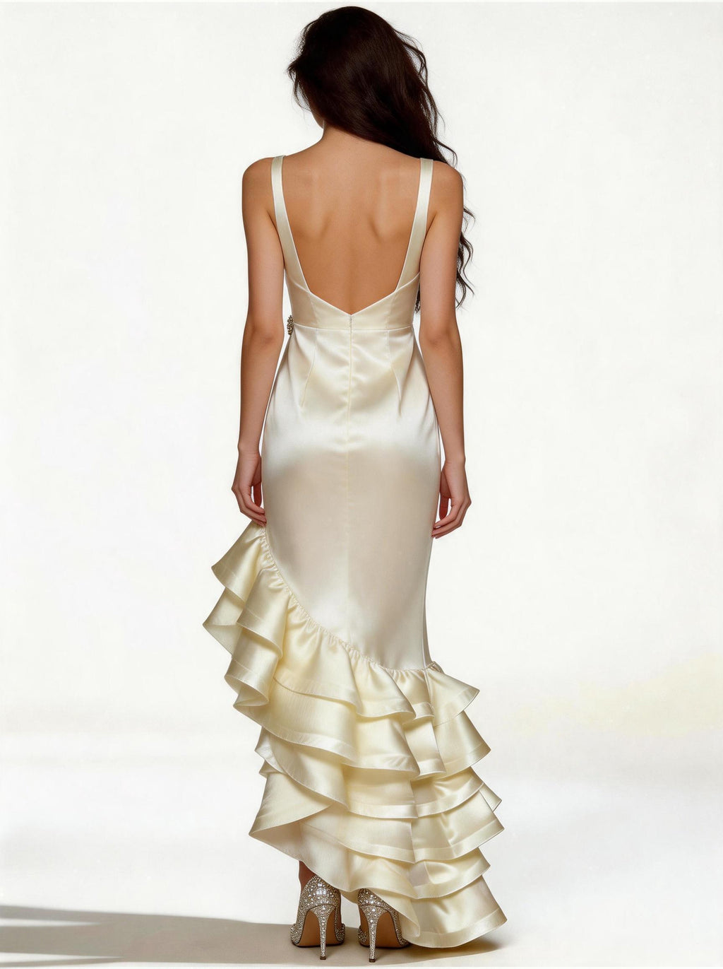 White V-neck Long Prom Dress,Formal Evening Dress