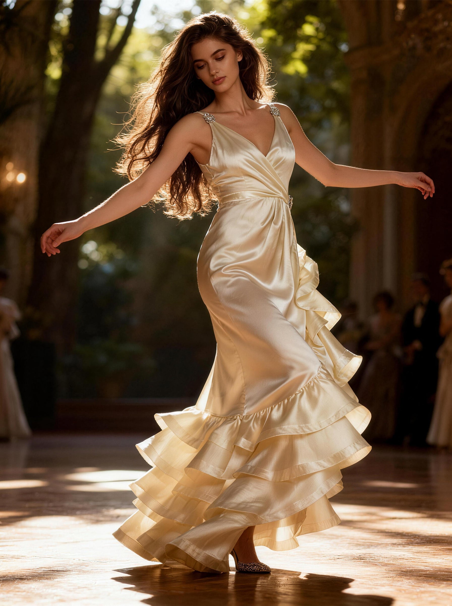White V-neck Long Prom Dress,Formal Evening Dress