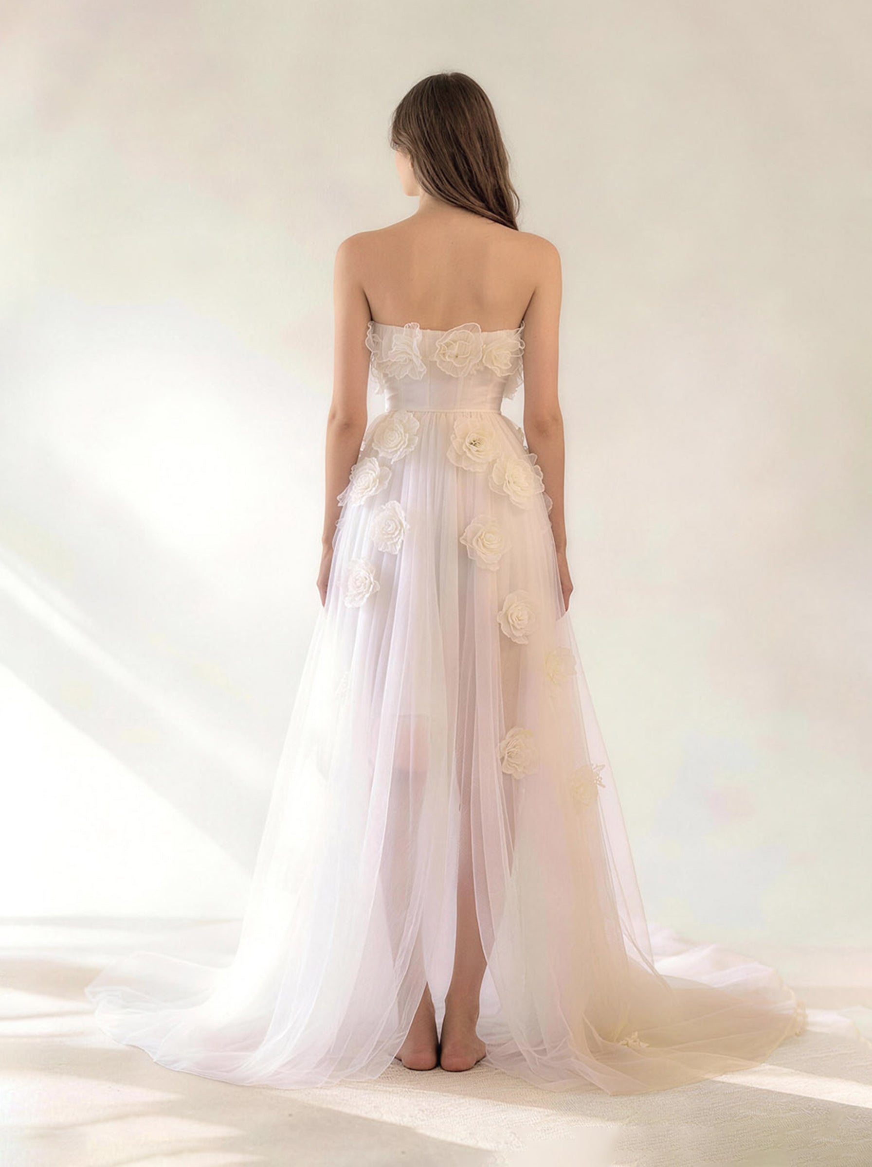White Wedding Dress, Tull Formal Prom Dress