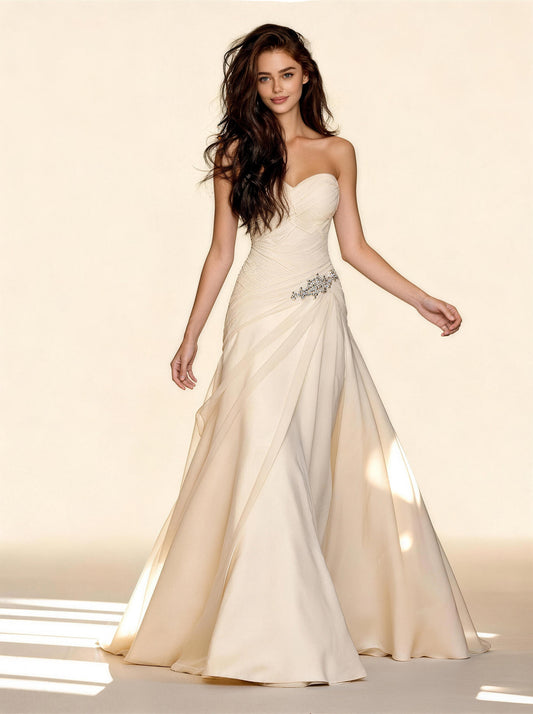 White Off The Shoulder Satin Wedding Dress,Sleeveless Prom Dress