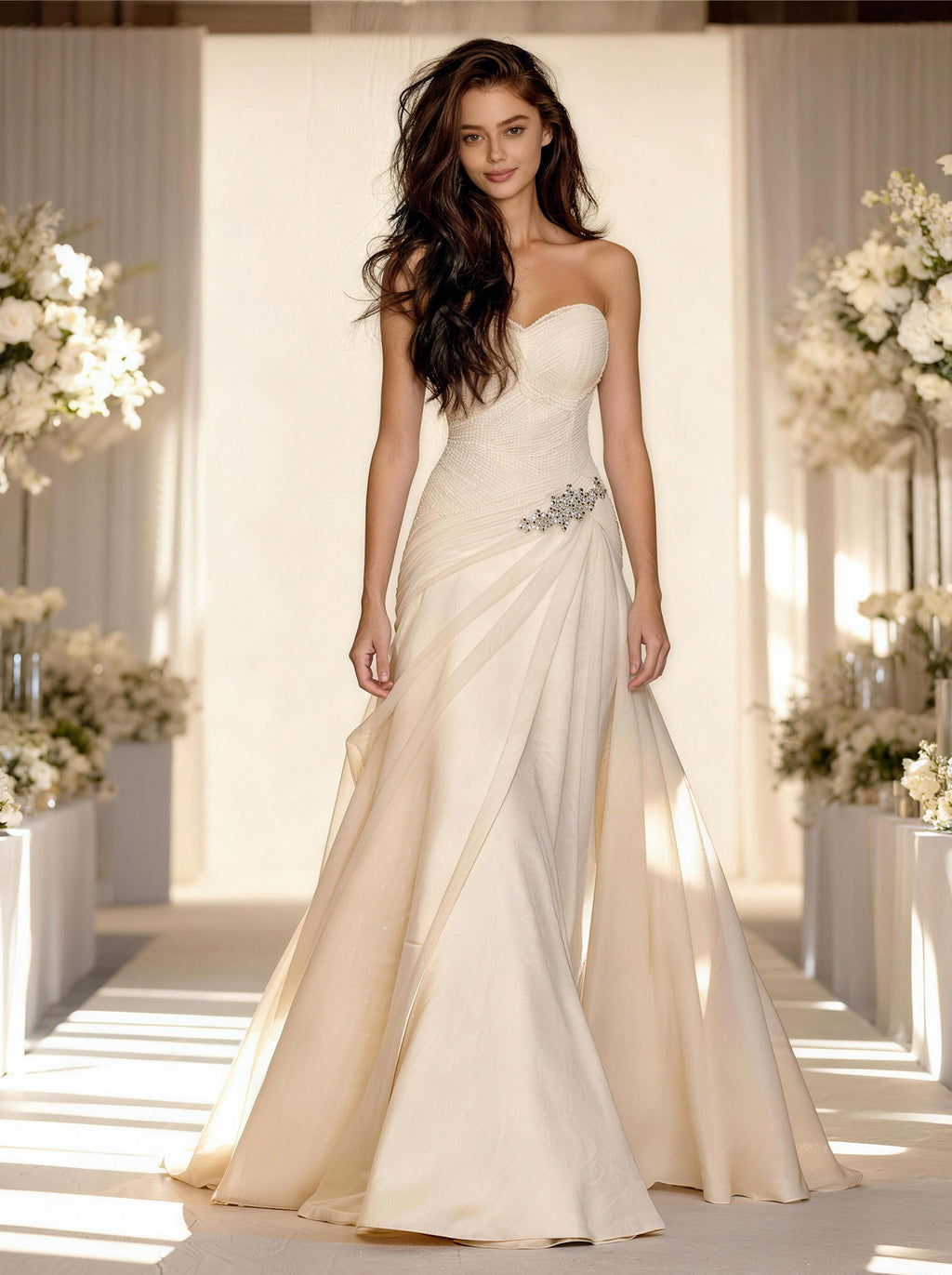 White Off The Shoulder Satin Wedding Dress,Sleeveless Prom Dress