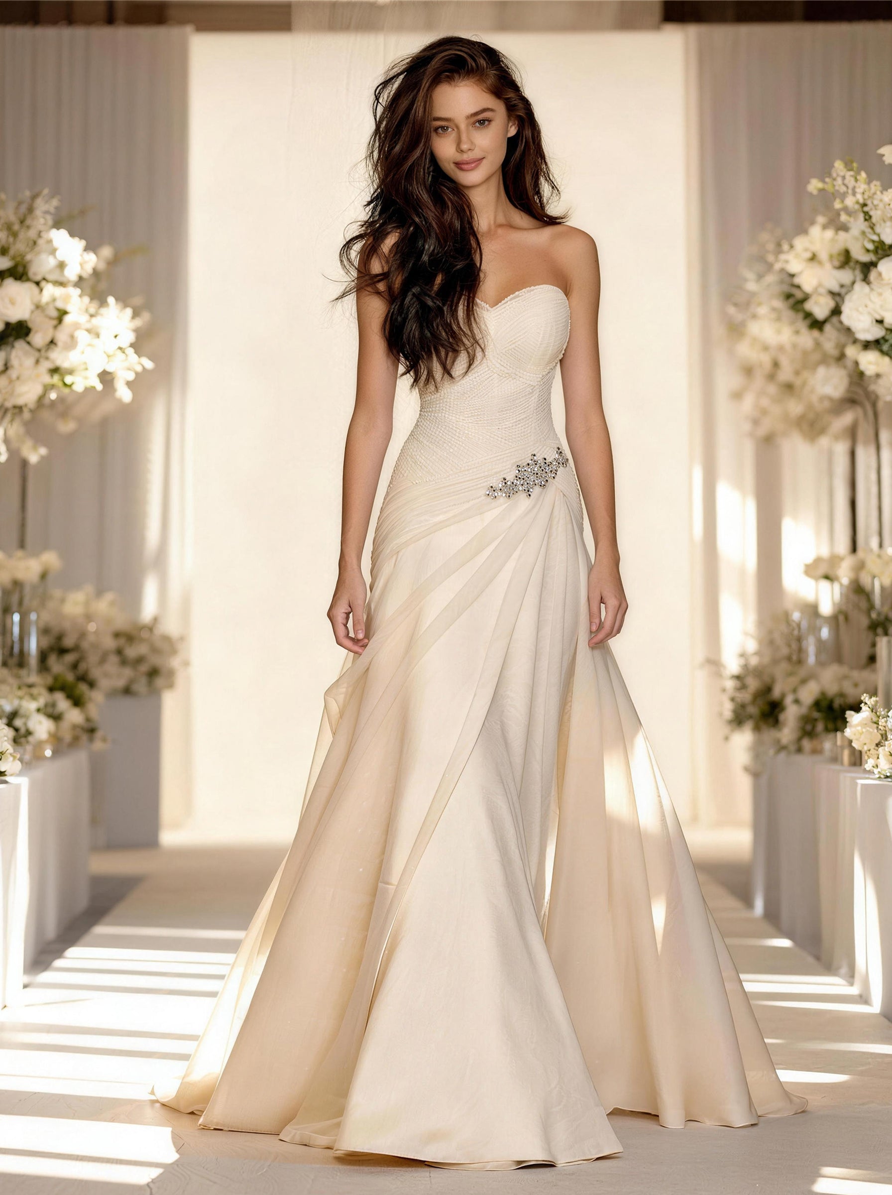 White Off The Shoulder Satin Wedding Dress,Sleeveless Prom Dress