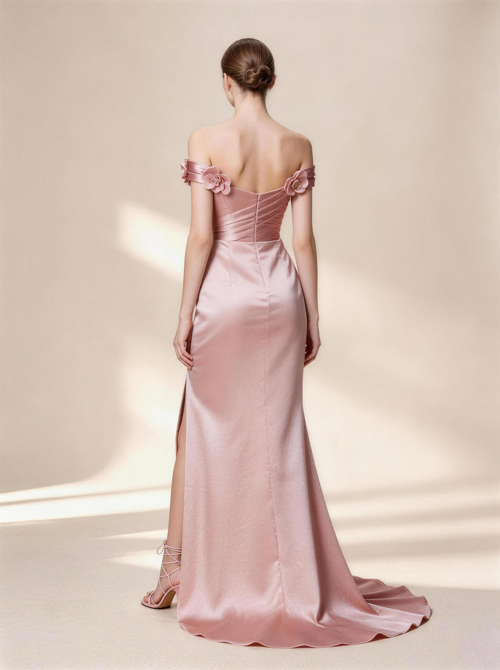 Pink Off the Shoulder Long Prom Dress,Formal Evening Dress