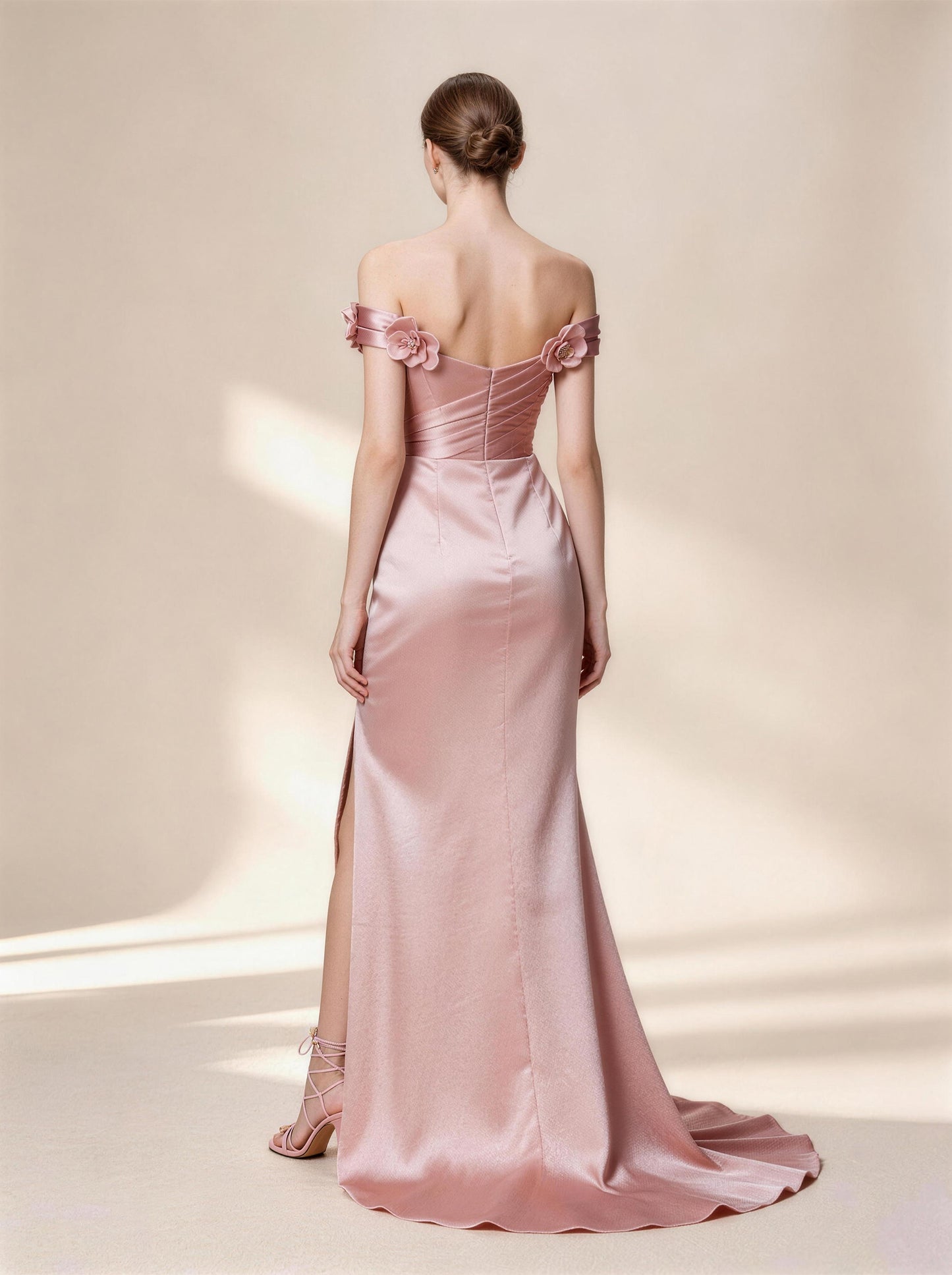 Pink Off the Shoulder Long Prom Dress,Formal Evening Dress