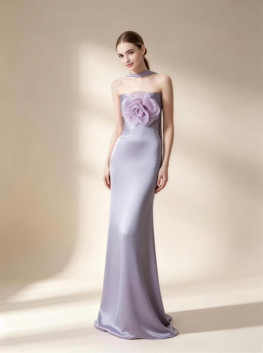 Purple Straplesssquare Long Prom Dress,Formal Evening Dress