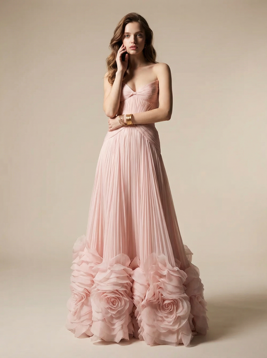 Pink Tull Prom Dress,Wedding Formal Dress