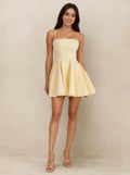 Yellow Fitted Thin Shoulder Straps Skirt，Formal Homecoming Dress