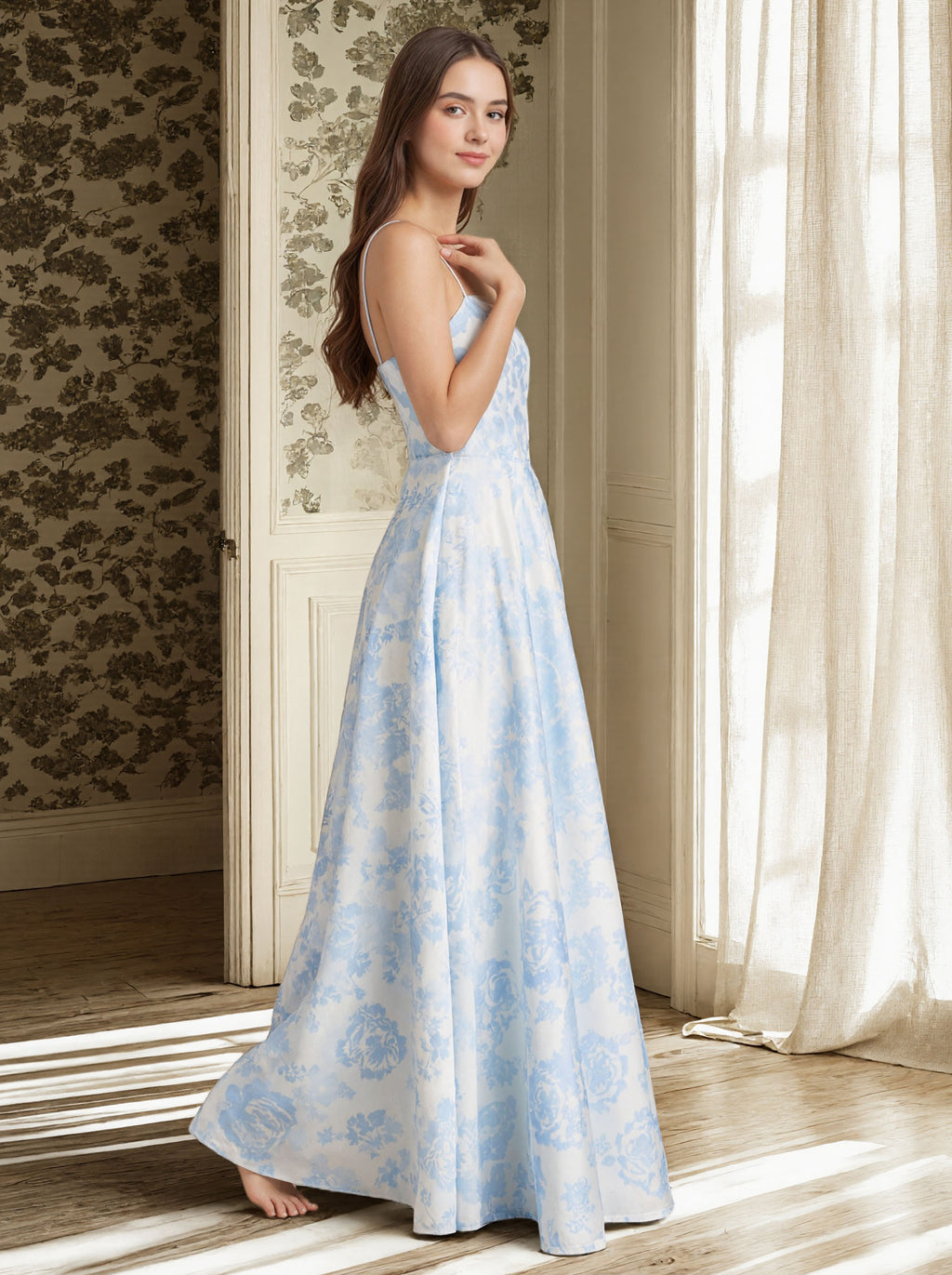 Azure Satin Prom Dress Formal Weedding Dress