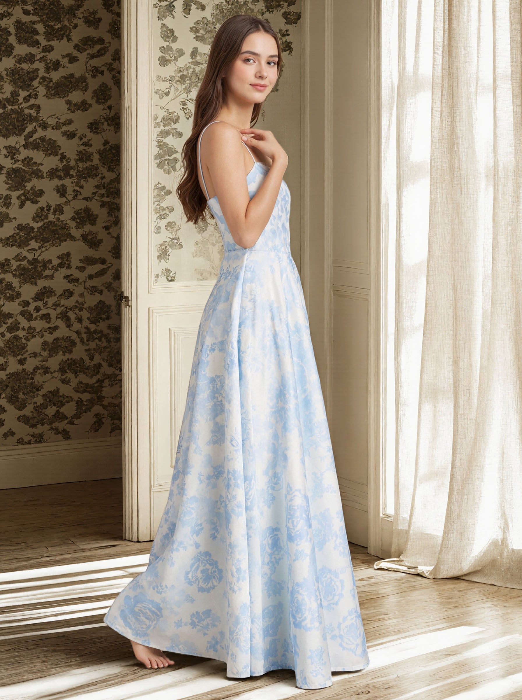 Azure Satin Prom Dress Formal Weedding Dress