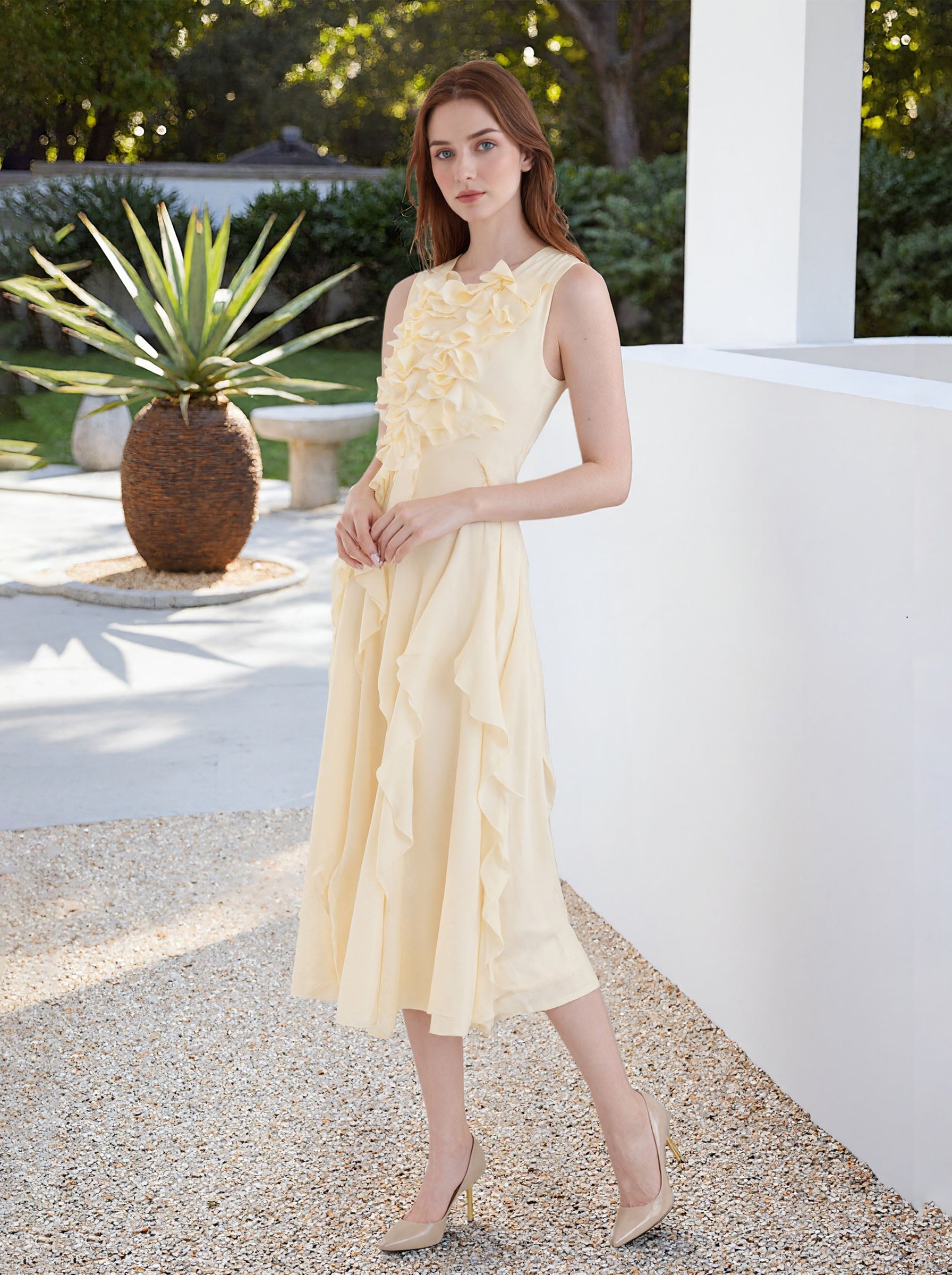 Yellow A Line Chiffon Prom Dresses