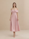 Pink A Line Satin Prom Dress