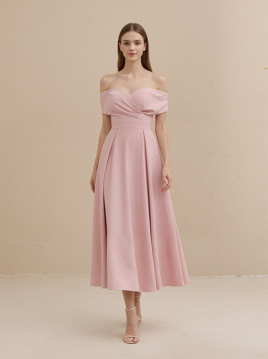 Pink A Line Satin Prom Dress