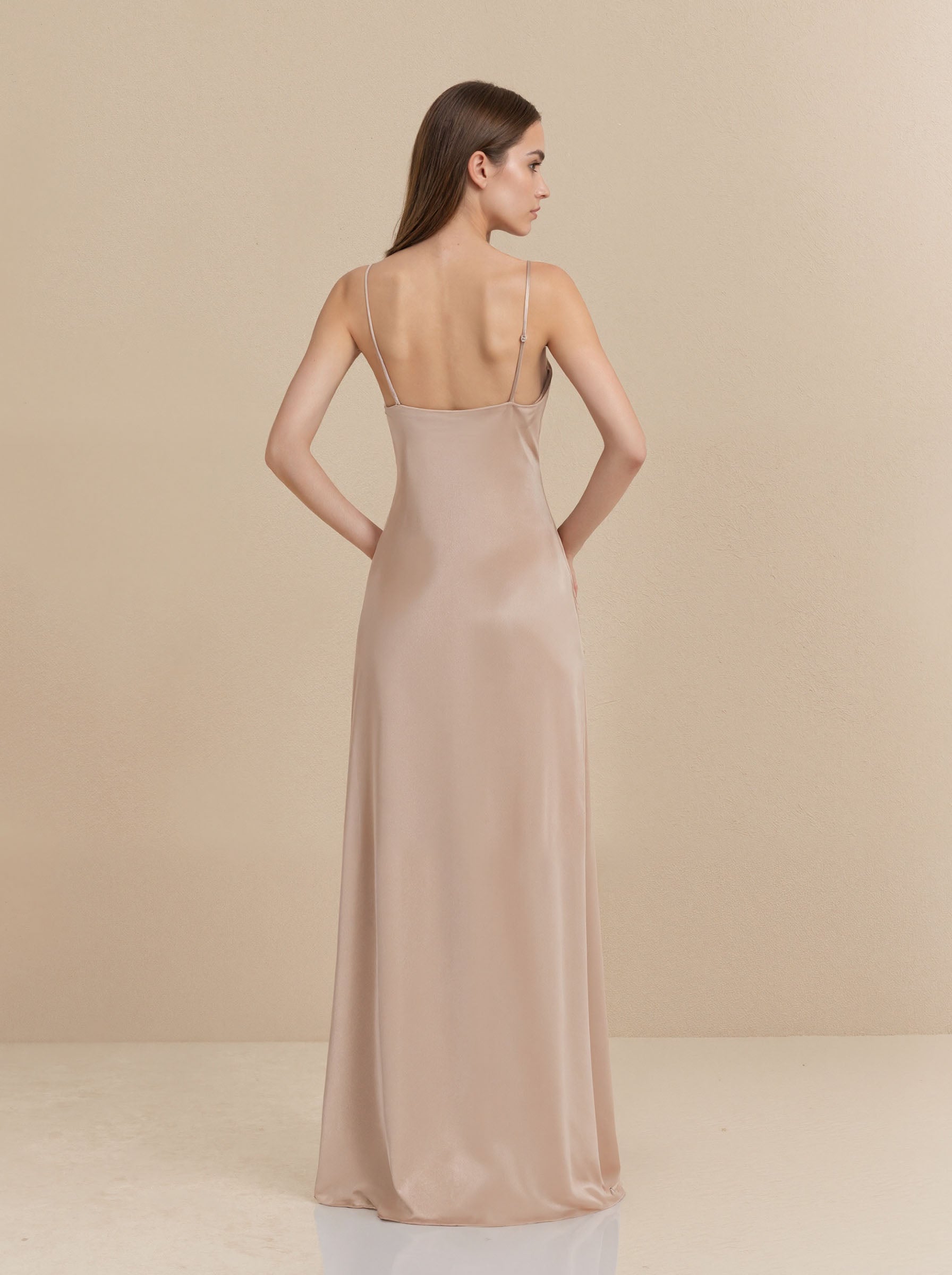 Pink Chiffon V-neck Straps Prom Dress,Long Formal Evening Dress