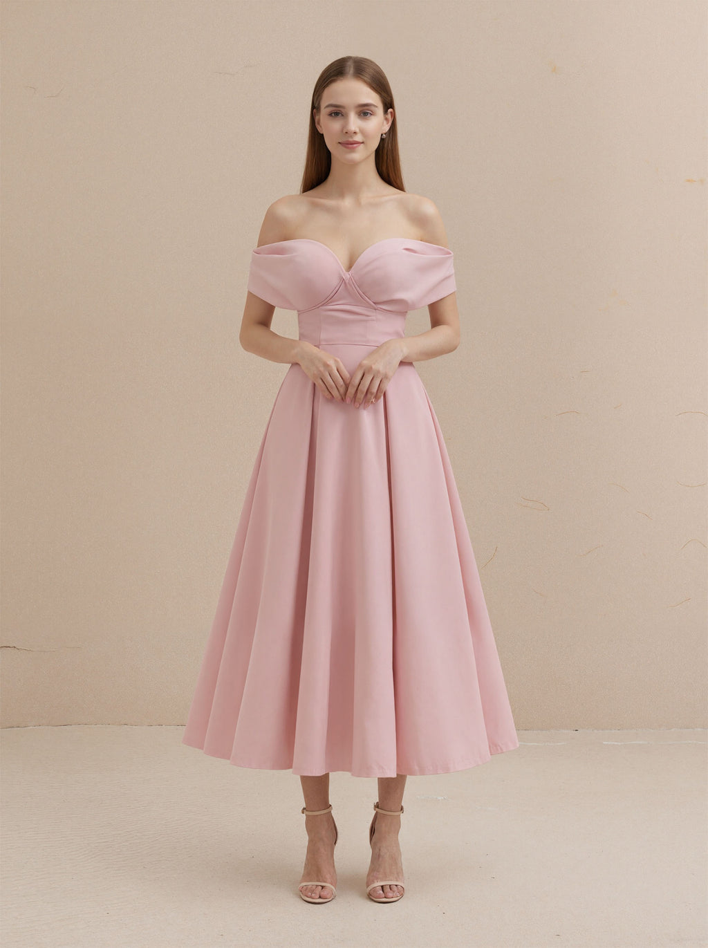 Pink A Line Satin Prom Dress