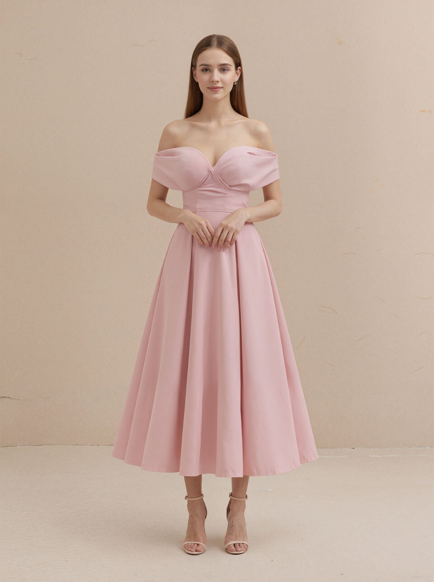 Pink A Line Satin Prom Dress