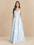 Azure Satin Prom Dress Formal Weedding Dress