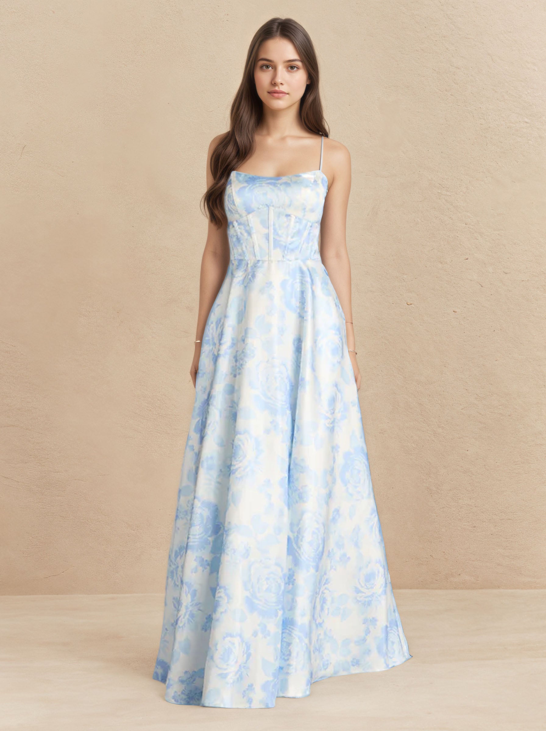 Azure Satin Prom Dress Formal Weedding Dress