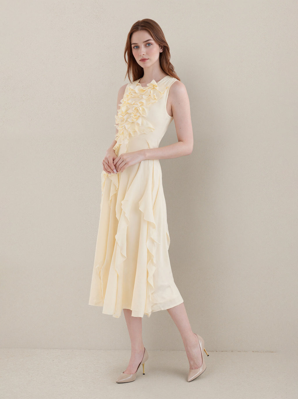 Yellow A Line Chiffon Prom Dresses