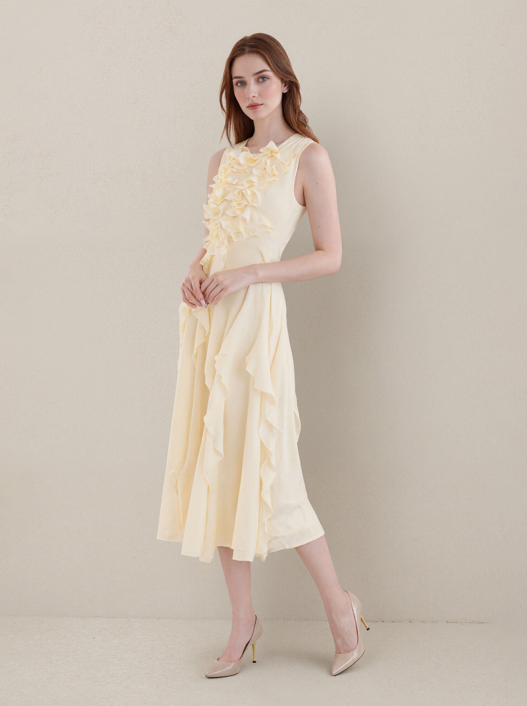 Yellow A Line Chiffon Prom Dresses
