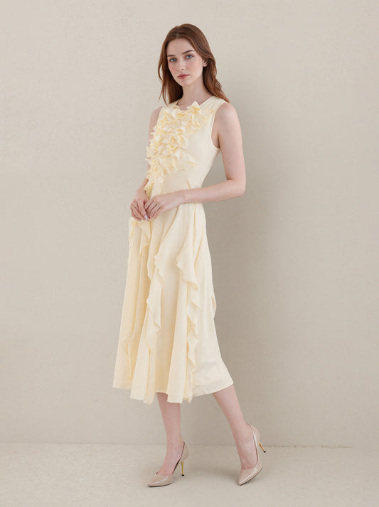 Yellow A Line Chiffon Prom Dresses