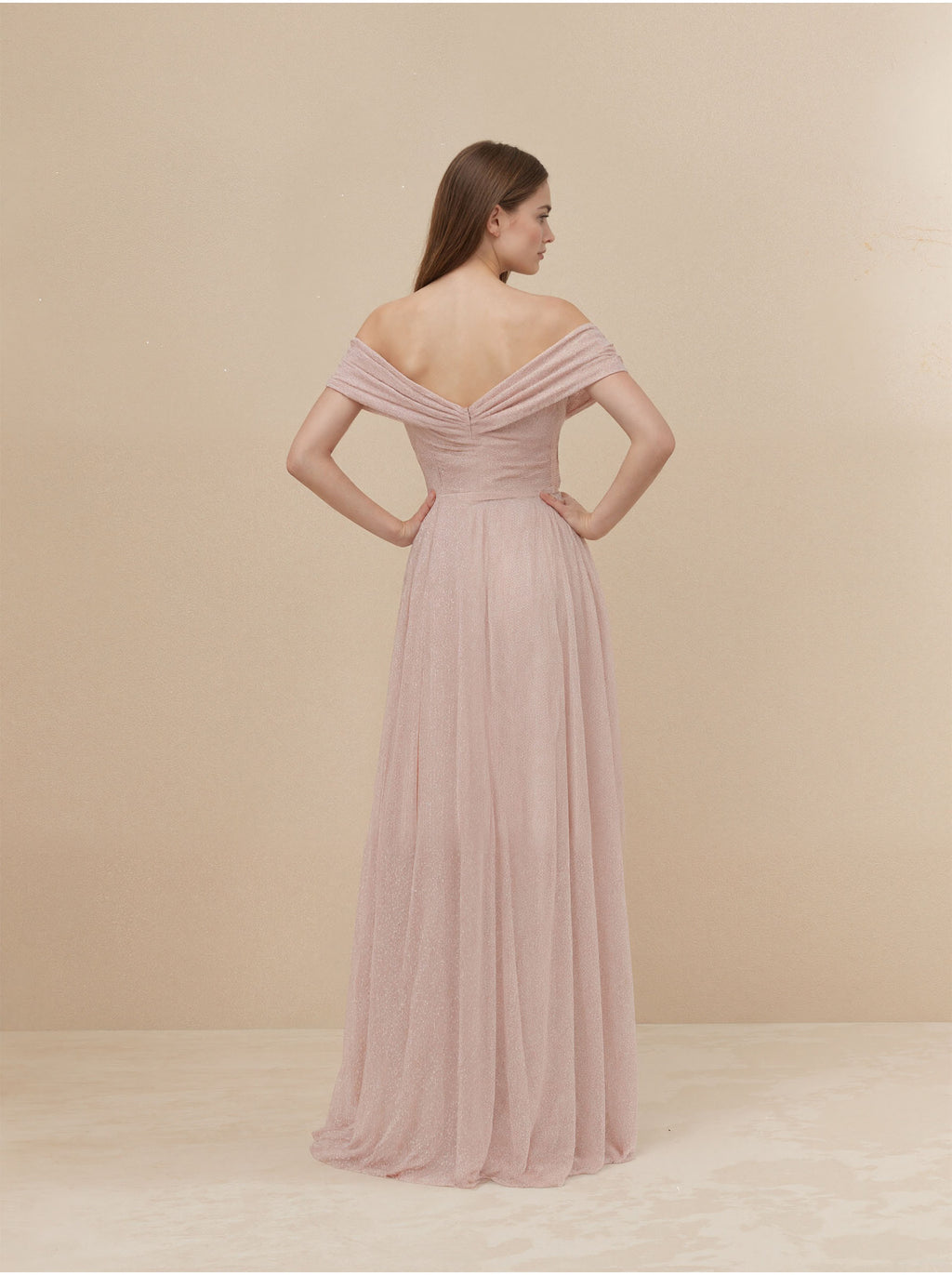 Pink Off Shoulder Dress Prom Formal Dress