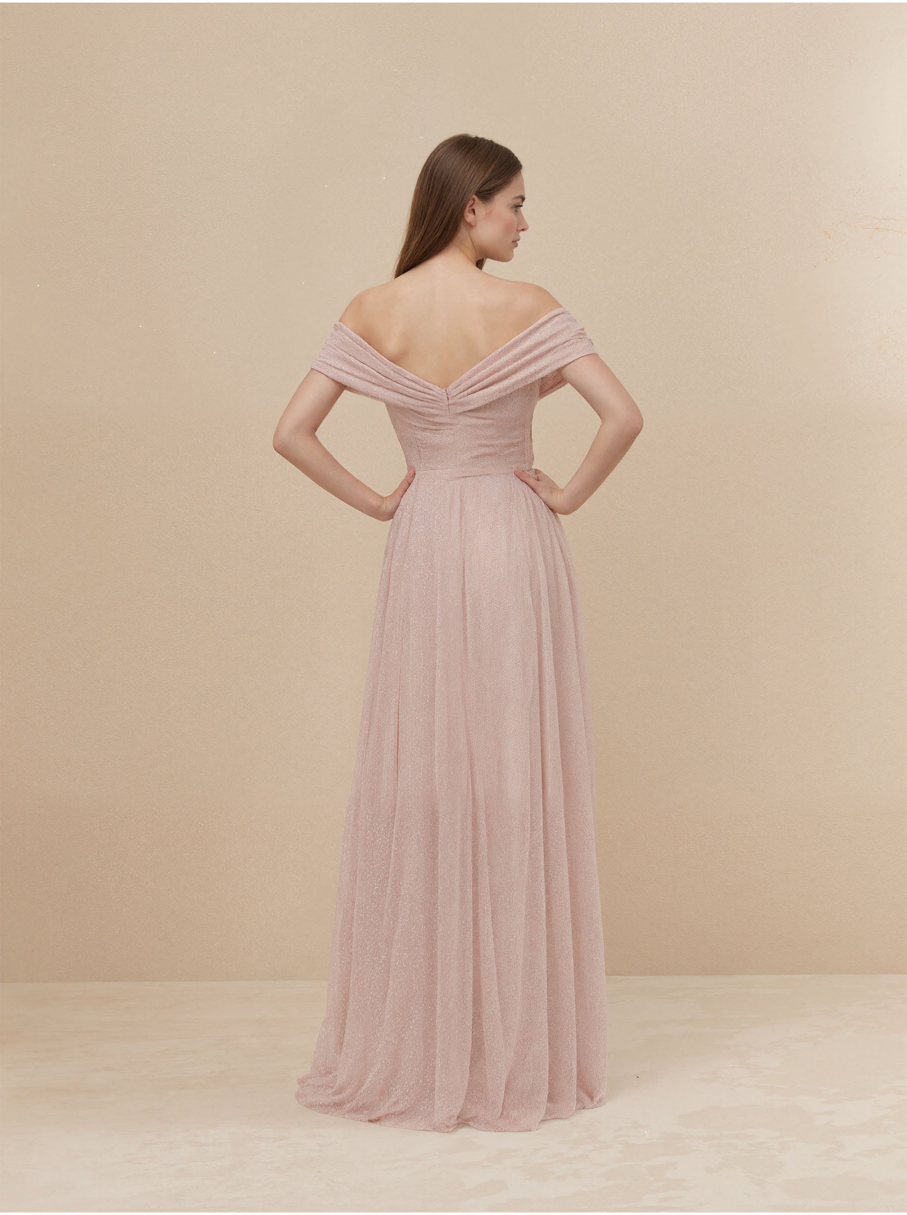 Pink Off Shoulder Dress Prom Formal Dress