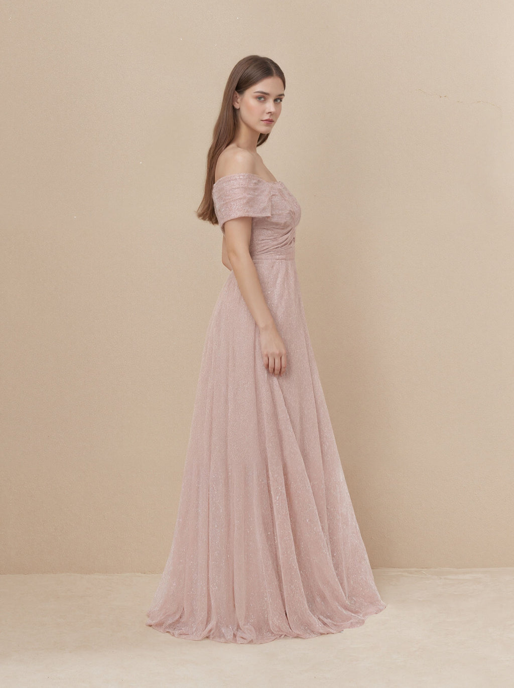 Pink Off Shoulder Dress Prom Formal Dress