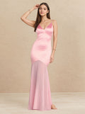Pink Satin Prom Dress Formal Weedding Dress