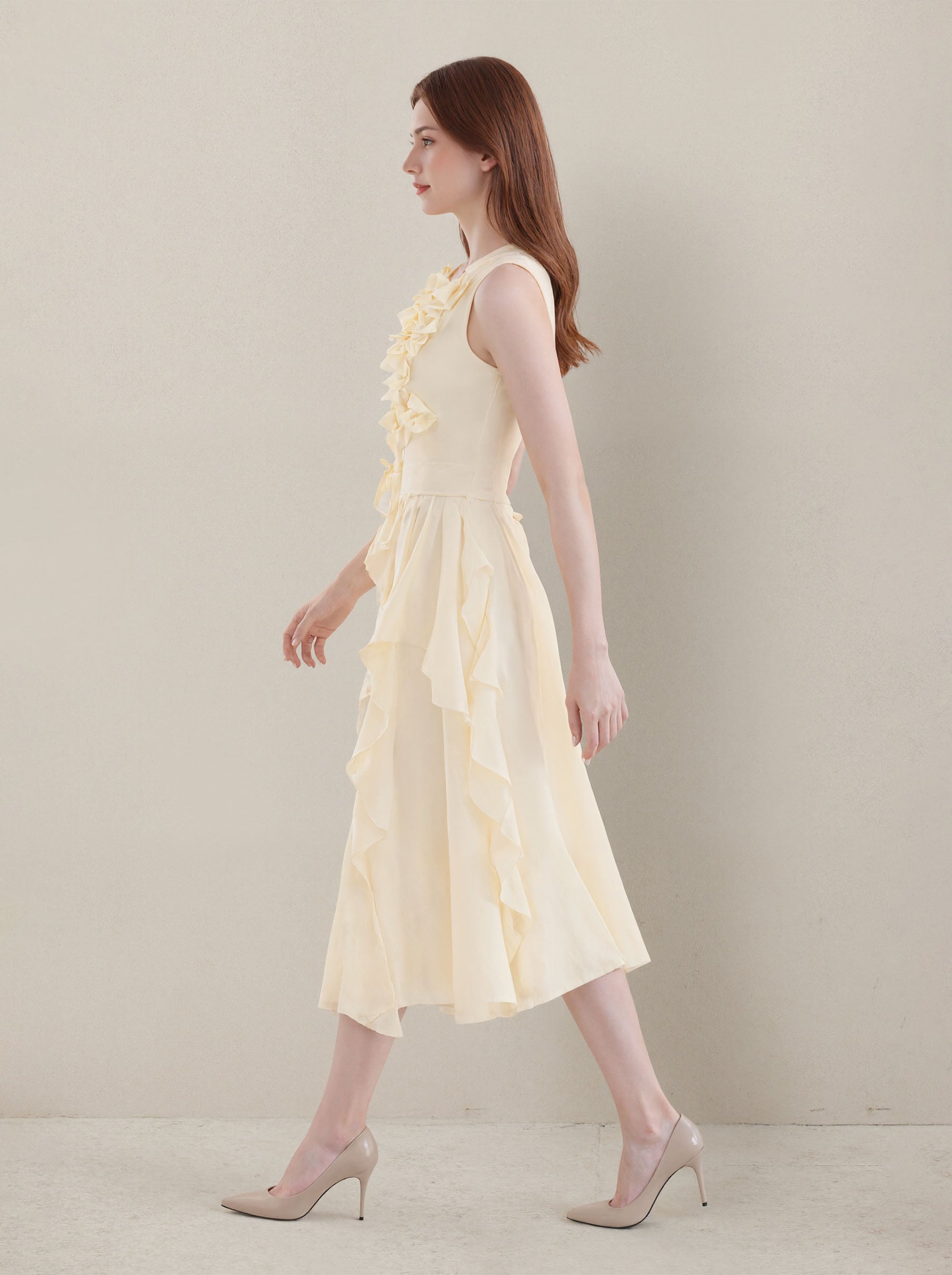 Yellow A Line Chiffon Prom Dresses