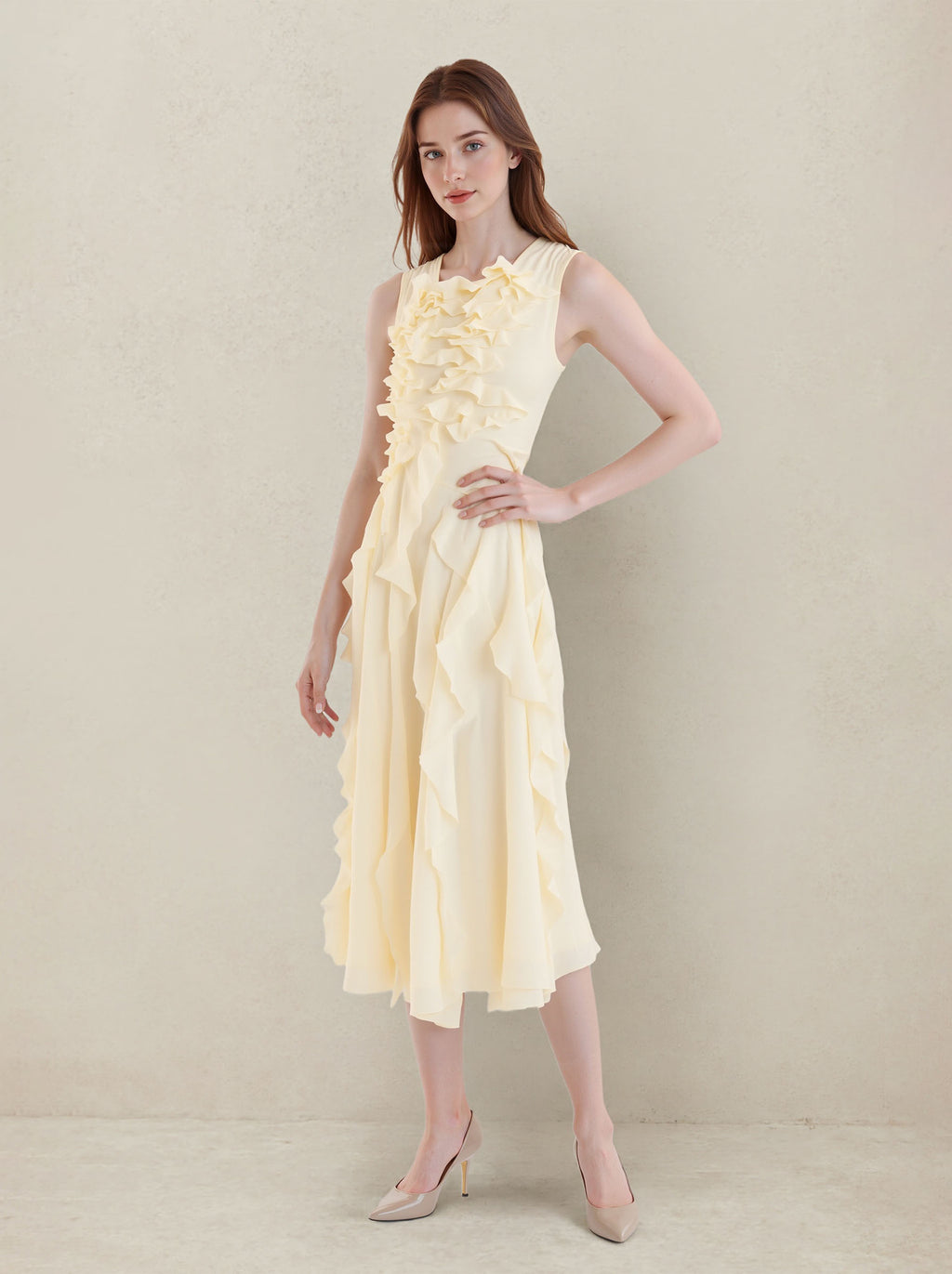 Yellow A Line Chiffon Prom Dresses
