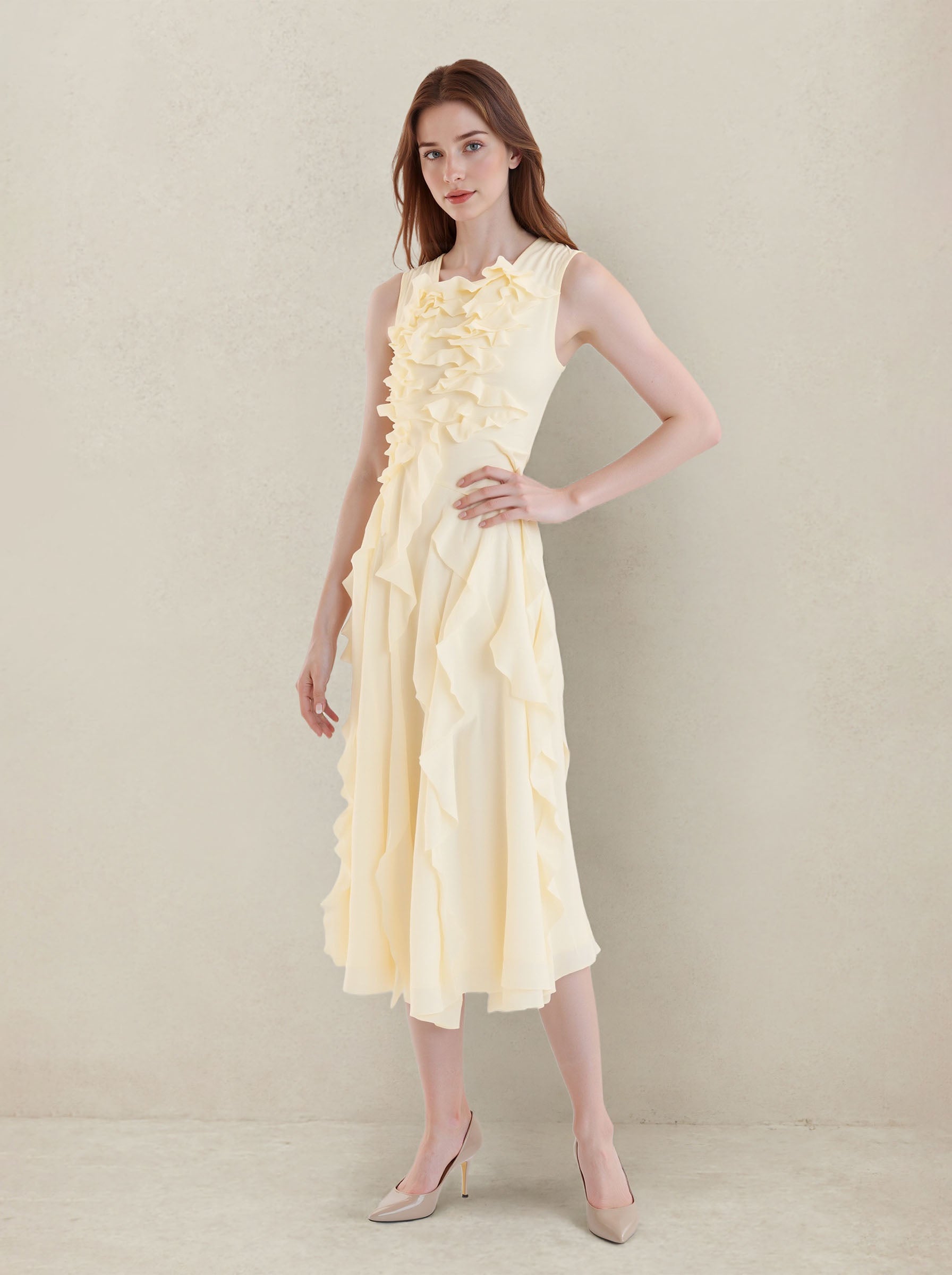 Yellow A Line Chiffon Prom Dresses