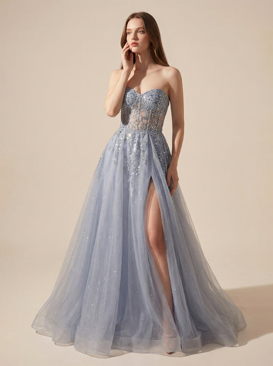 Long Tulle Prom Dresses Formal Evening Dress