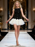 Black and White Fitted Tull Skirt，Formal Homecoming Dress