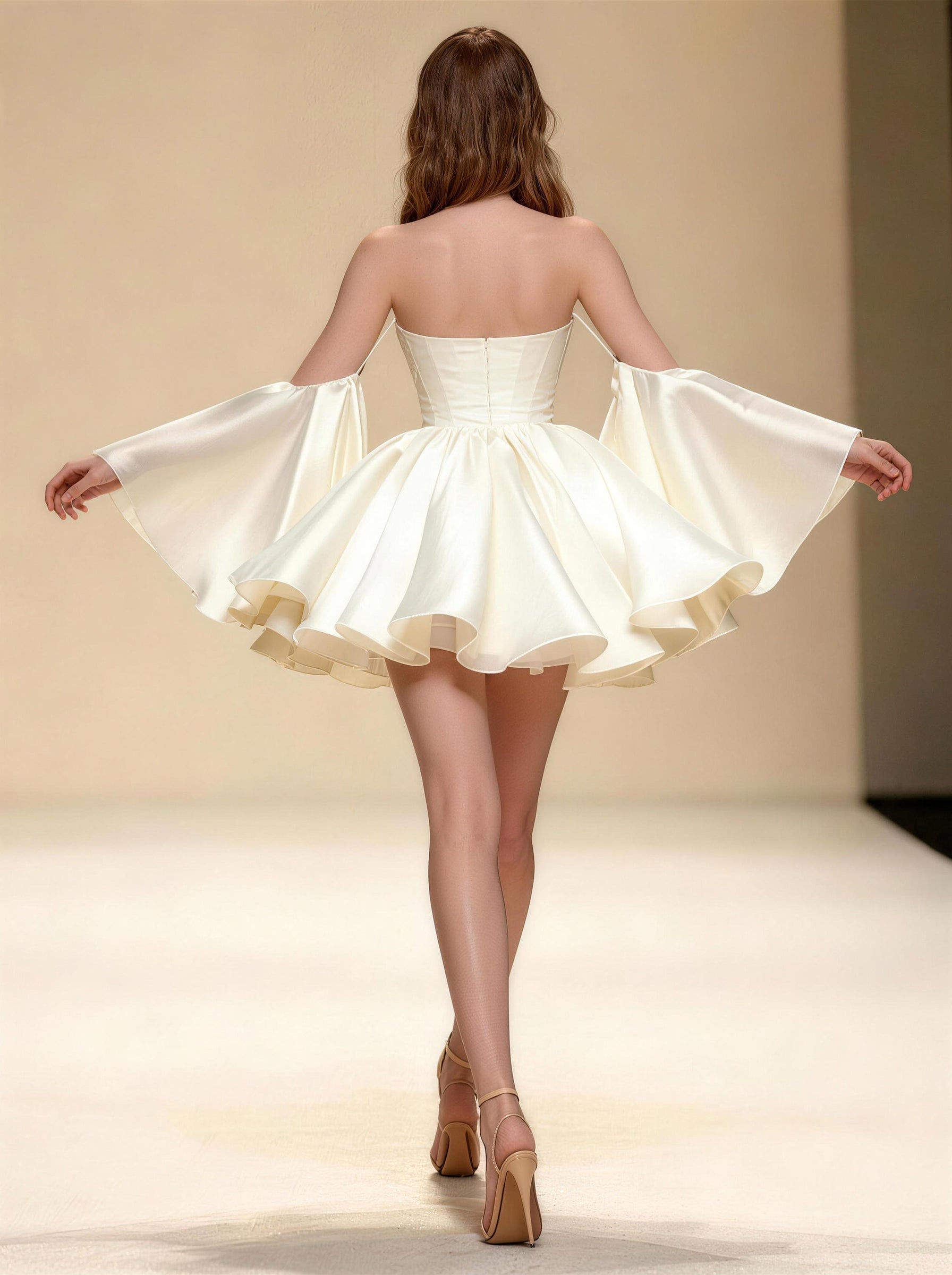 White Fitted Tull Skirt，Formal Homecoming Dress