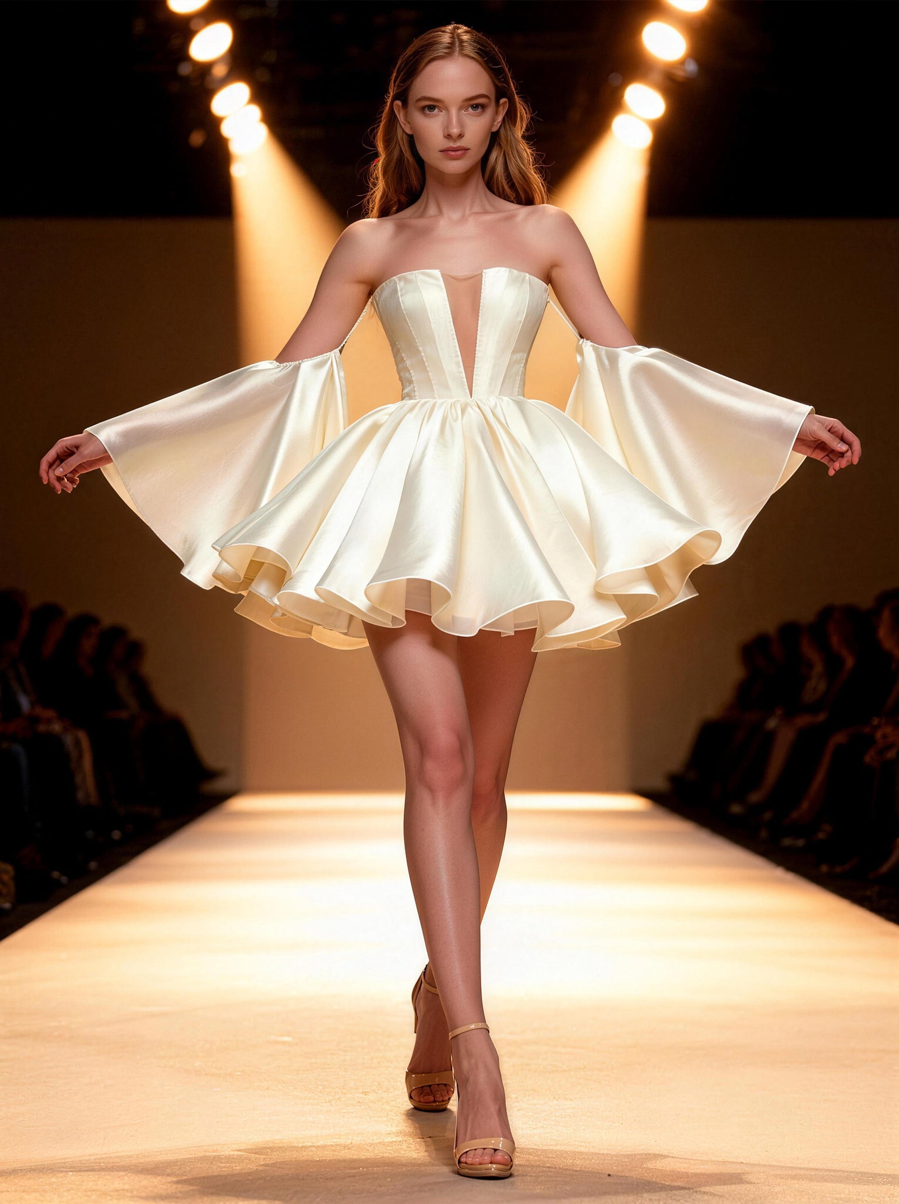 White Fitted Tull Skirt，Formal Homecoming Dress