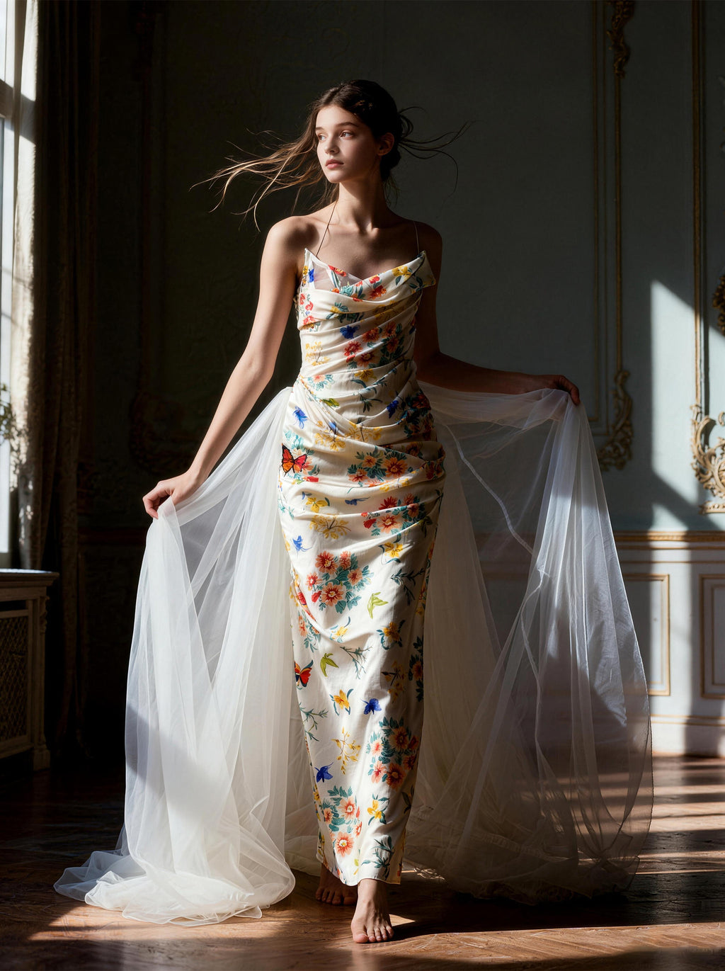 Spaghetti Strap Floral Print Maxi Dress