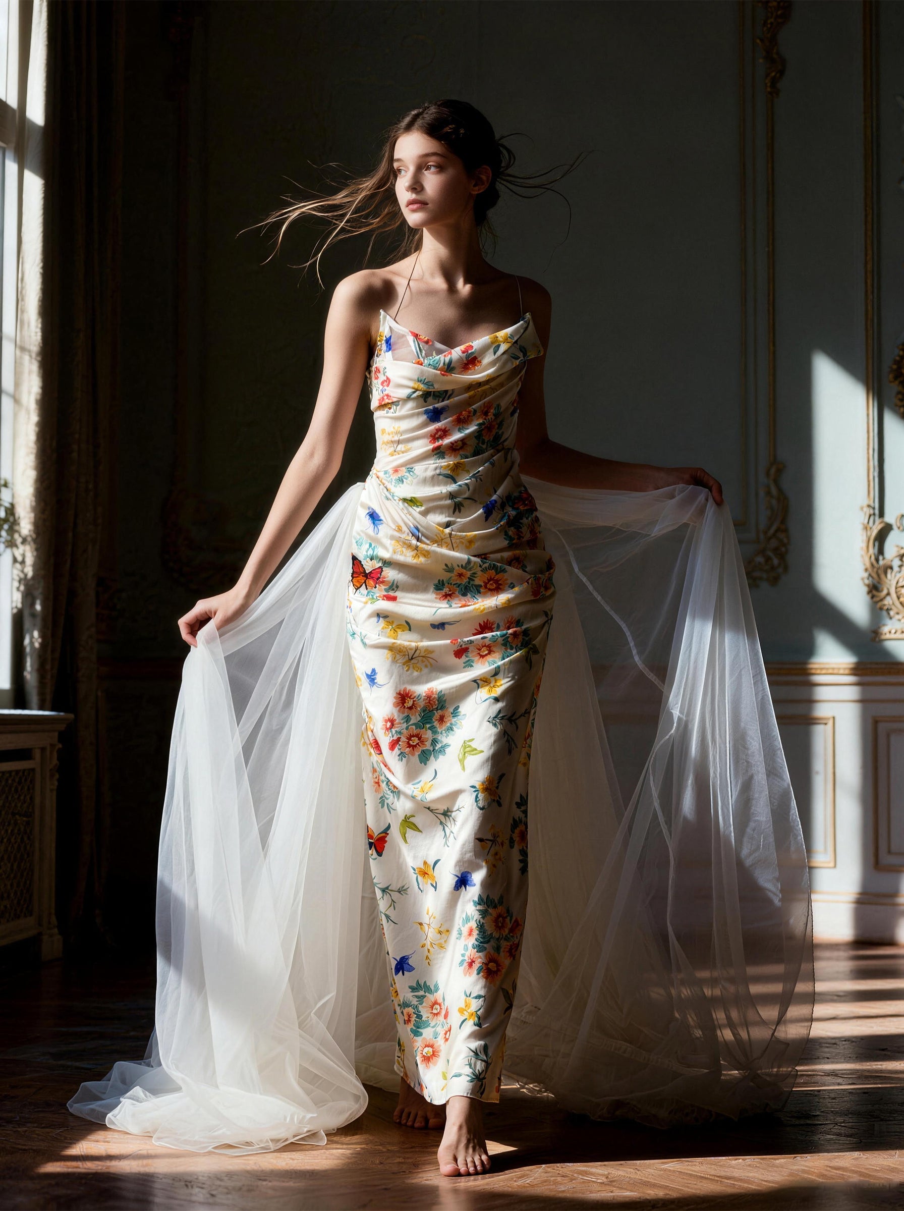 Spaghetti Strap Floral Print Maxi Dress