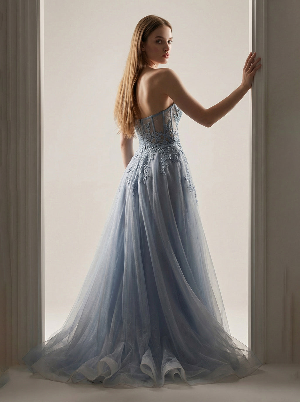 Long Tulle Prom Dresses Formal Evening Dress