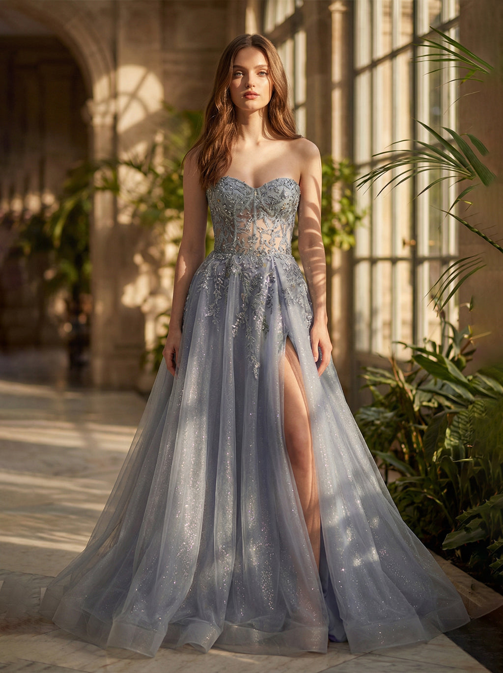 Long Tulle Prom Dresses Formal Evening Dress